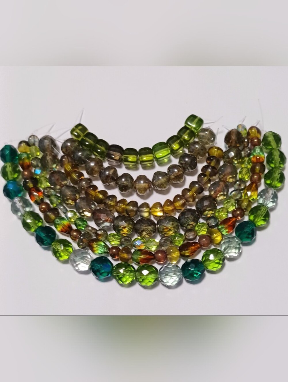 Czech Glass Bead 7- Strands For Jewelry Making Green         M36